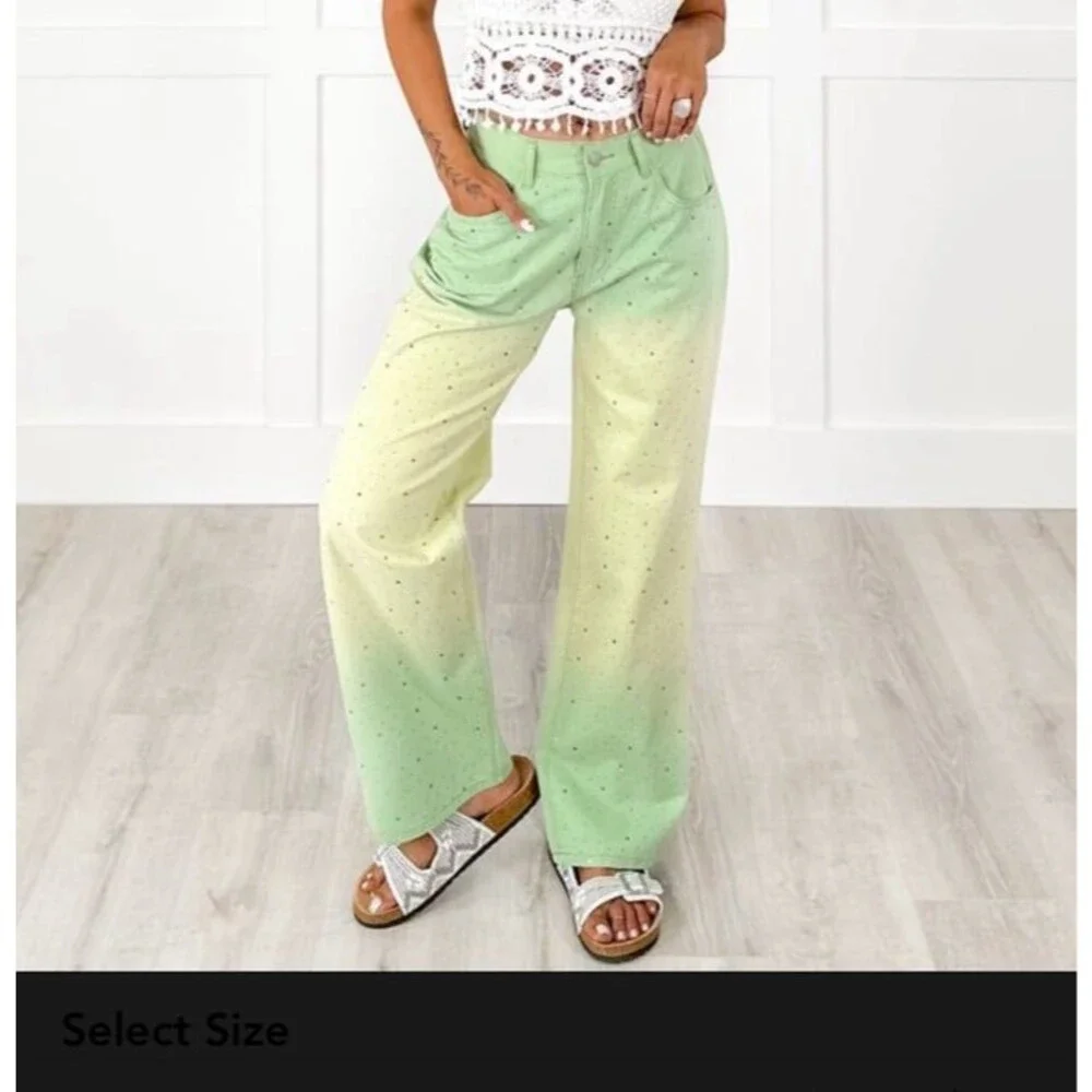 POL Pants pol jeans 100% cotton pants womens small size 2-4 LIME mineral washed
